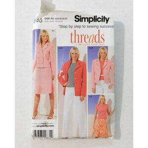 Simplicity Threads 4146 Misses Jackets Skirts Sizes 14 - 22 Sewing Pattern Uncut